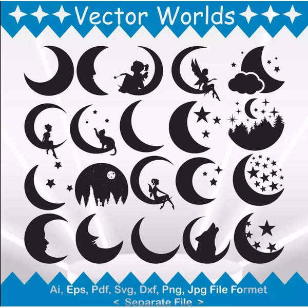Moon svg, Moons svg, Moon, Moon, SVG, ai, pdf, eps, svg, dxf - Inspire ...