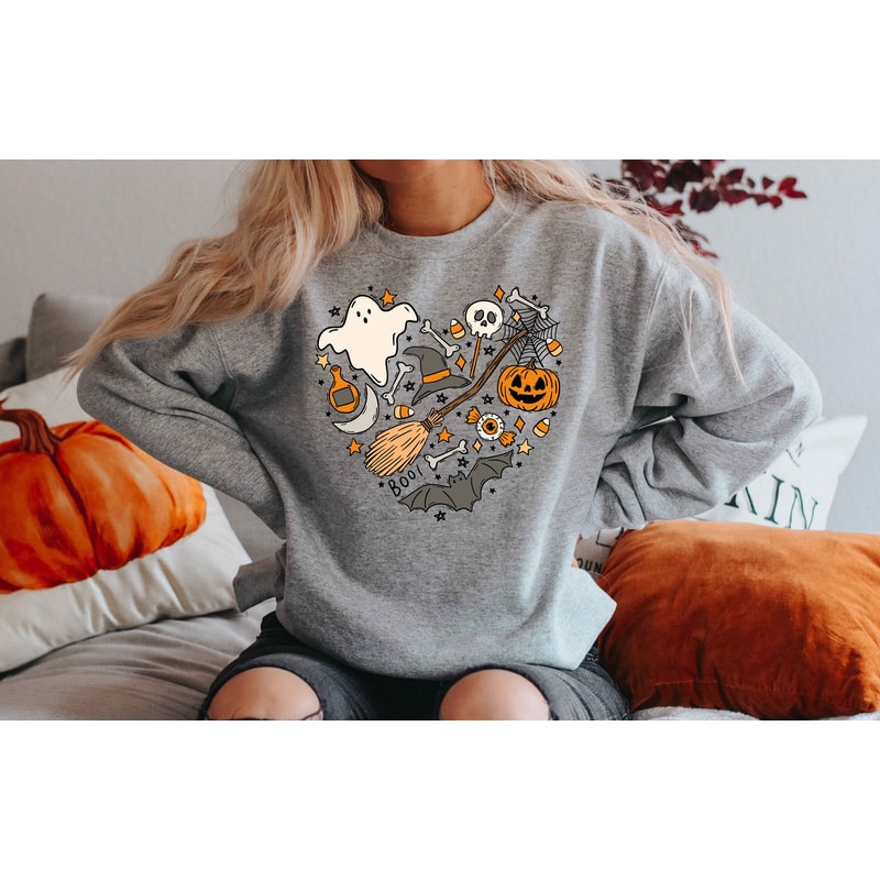 Halloween Doodles Hearth Shirt Gift For Halloween Moms, Cute Halloween Tshirt, Halloween Sweatshirt, Pumpkin Sweatshirt, Halloween Witch Tee - 3.jpg