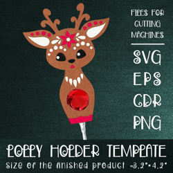 Deer Lollipop Holder | Christmas Paper Craft Template SVG