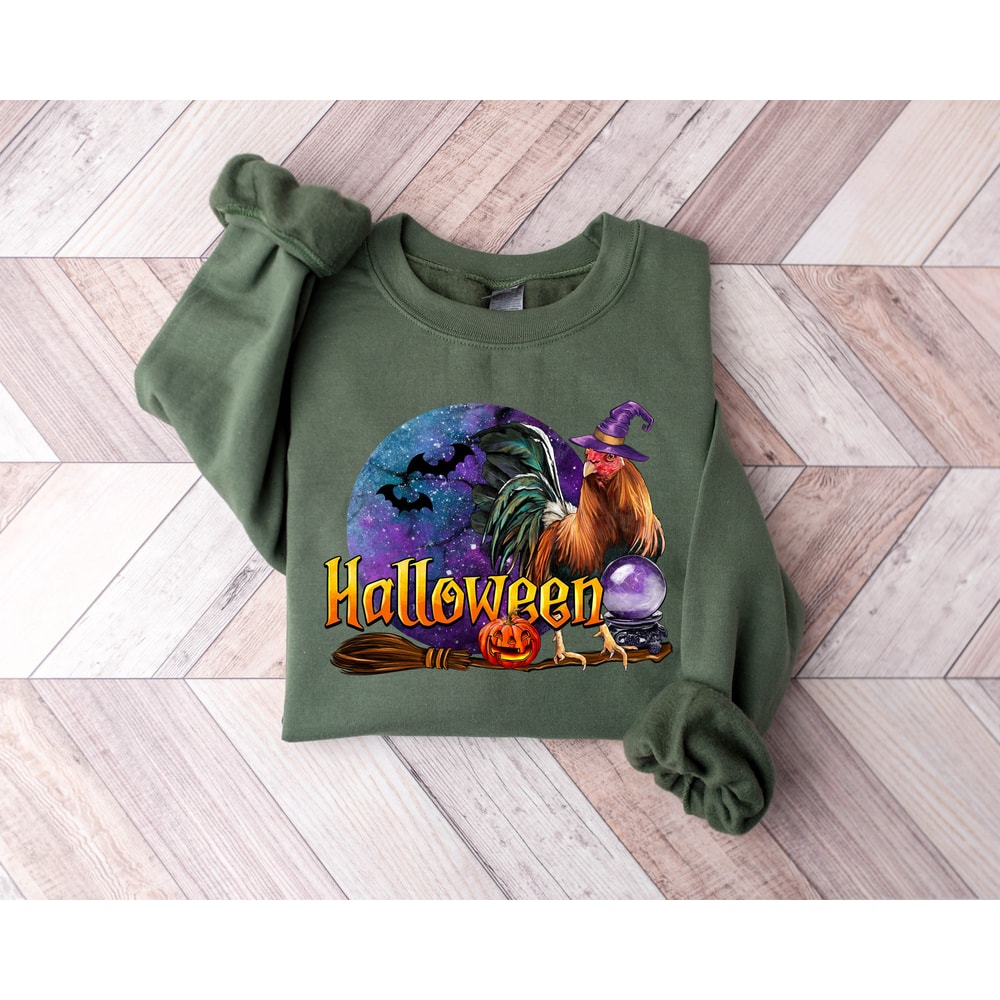 Halloween Sweater, Halloween Chicken Shirt, Funny Halloween Shirt, Witches Shirt, Spooky Season, Cute Halloween Sweatshirt, Love Chickens - 1.jpg
