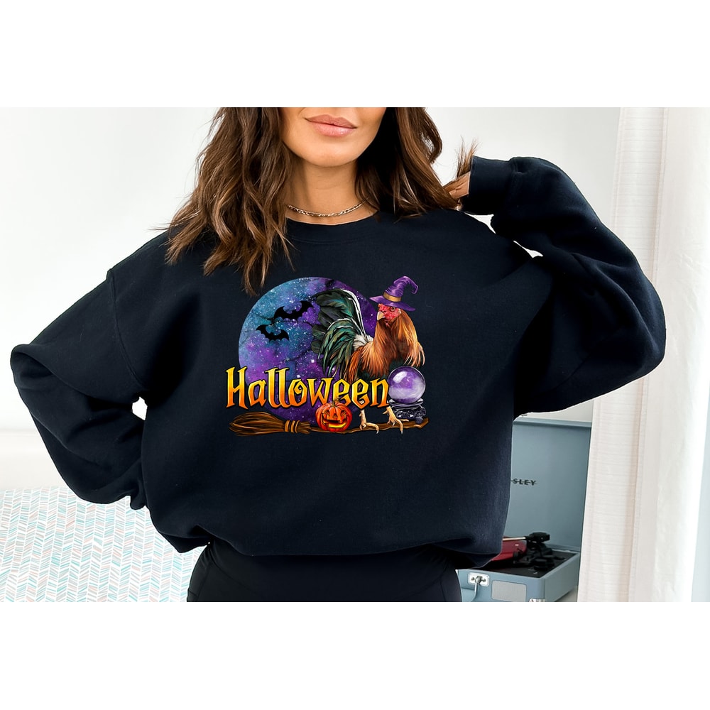 Halloween Sweater, Halloween Chicken Shirt, Funny Halloween Shirt, Witches Shirt, Spooky Season, Cute Halloween Sweatshirt, Love Chickens - 3.jpg