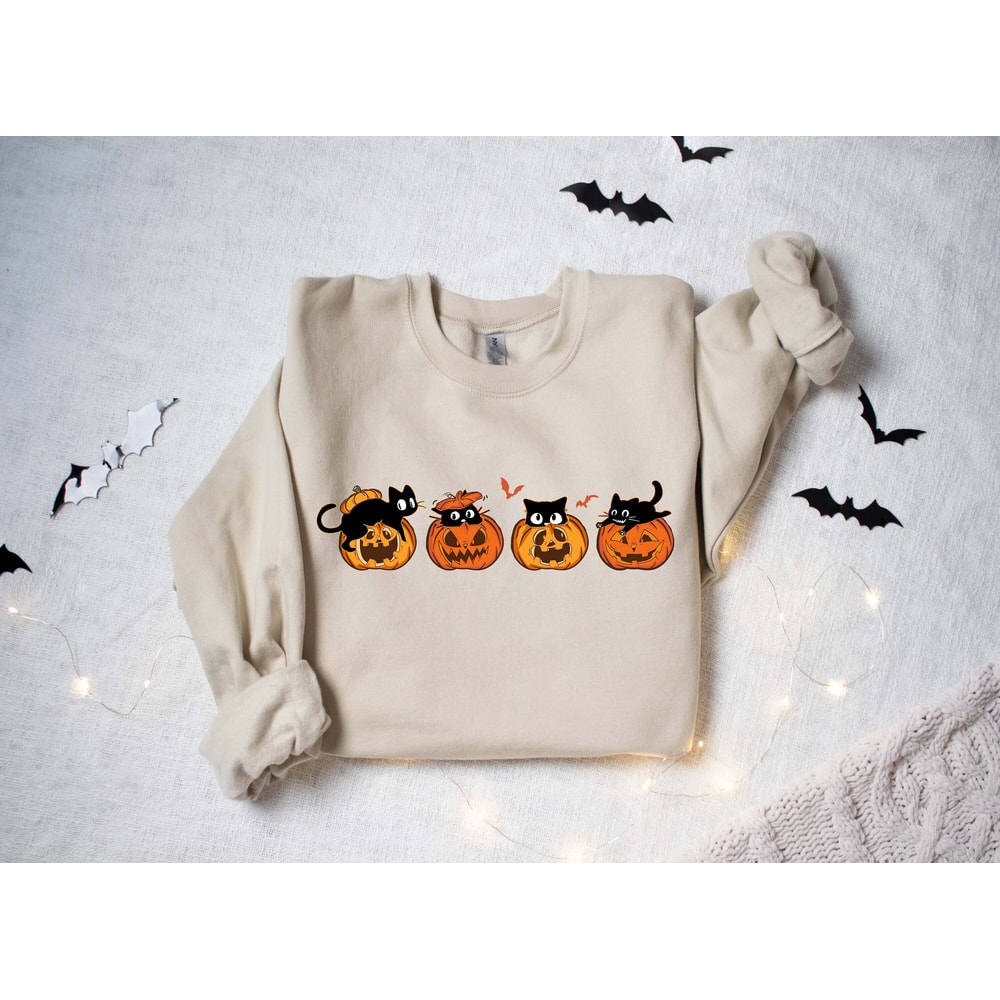 Halloween Sweatshirt,Cat Sweatshirt,Ghost Shirt,Halloween Sweater,Cool Halloween Cat Shirt,Cat Lover Tshirt, Black Cat Shirt,Spooky Season - 1.jpg
