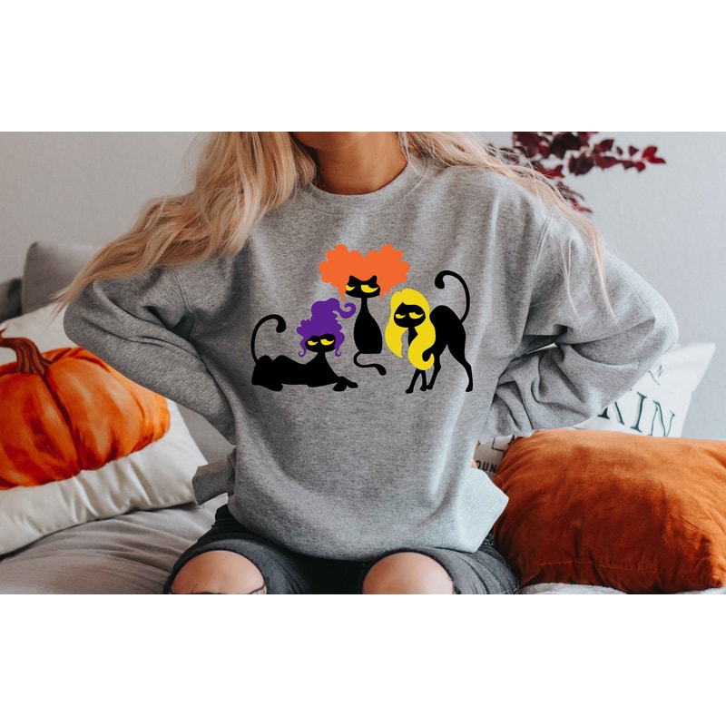 Halloween Sweatshirt,Cat Sweatshirt,Ghost Shirt,Halloween Sweater,Cool Halloween Cat Shirt,Cat Lover Tshirt,Black Cat Shirt,2023 Spooky Seas - 2.jpg