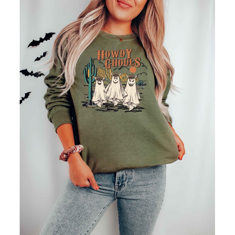 Halloween, Howdy Ghouls Shirt, Western Halloween Shirt, Cowboy Ghost Western Halloween Sweatshirt, Fall Ghosts Shirt, Spooky, Howdy Shirt - 2.jpg