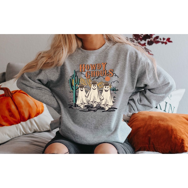 Halloween, Howdy Ghouls Shirt, Western Halloween Shirt, Cowboy Ghost Western Halloween Sweatshirt, Fall Ghosts Shirt, Spooky, Howdy Shirt - 3.jpg