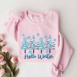 hello winter shirt, winter shirt, cute winter tee, womens winter shirt, winter sweatshirt, christmas shirt, gift for chr