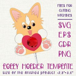 Dog Lollipop Holder | Valentine Paper Craft Template SVG