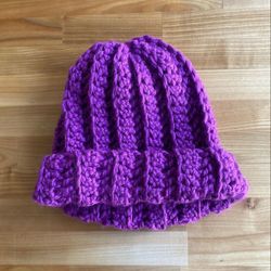 handmade crochet beanie hat, crochet red beanie hat, crochet violet beanie hat