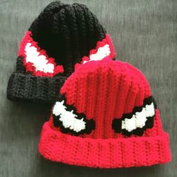 handmade crochet spider-man beanie hat, miles morales crochet hat, spider crochet beanie hat