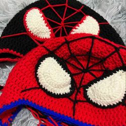 Crochet super hero hat, Handmade crochet spider-man beanie hat, Miles Morales Crochet hat, spider crochet beanie hat