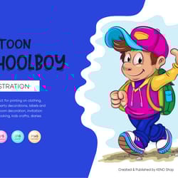 cartoon schoolboy. t-shirt, png, svg.