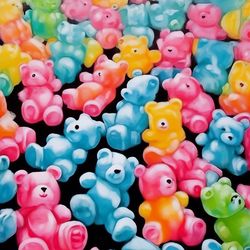 Gummy bear Original Wall Art, rainbow gummy bear Original Painting, gummy bear candies Wall Art,