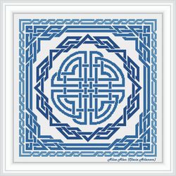 Cross stitch pattern panel Celtic knot geometric ornament sampler monochrome abstract pillow napkin counted crossstitch