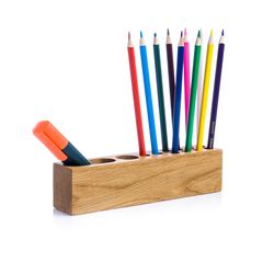 Oak Wood Desk Organizer Pen Pencil Holder Eco Friendly Home & Office Accessories Desk Caddy Personalized Stationery