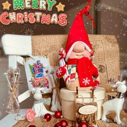 christmas gnome, scandinavian gnome, holiday decor, winter gnome, red and white gnome, christmas lollipop, home decor