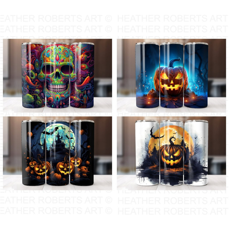Halloween 20 Oz Tumbler Wrap Bundle, Pumpkin, Tumbler Wraps, Vibrant Wrap, Halloween, Alcohol Ink, Watercolor, Neon, Sublimation Files - 2.jpg