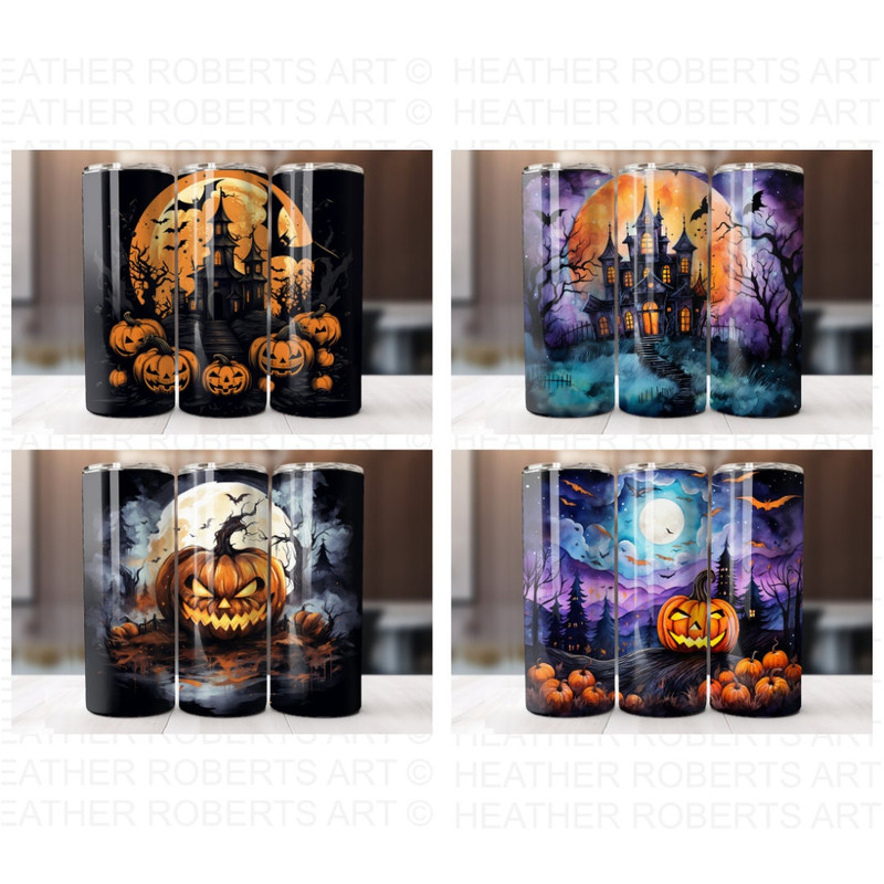 Halloween 20 Oz Tumbler Wrap Bundle, Pumpkin, Tumbler Wraps, Vibrant Wrap, Halloween, Alcohol Ink, Watercolor, Neon, Sublimation Files - 3.jpg
