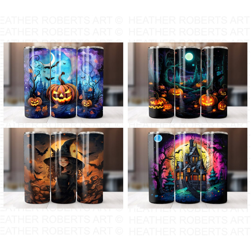 Halloween 20 Oz Tumbler Wrap Bundle, Pumpkin, Tumbler Wraps, Vibrant Wrap, Halloween, Alcohol Ink, Watercolor, Neon, Sublimation Files - 4.jpg