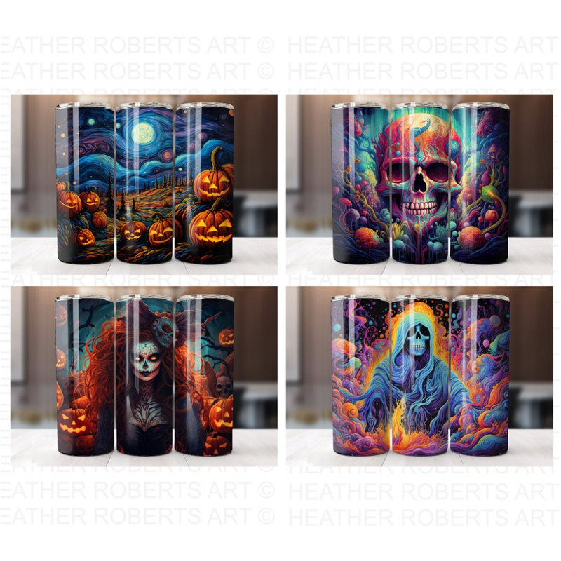 Halloween 20 Oz Tumbler Wrap Bundle, Pumpkin, Tumbler Wraps, Vibrant Wrap, Halloween, Alcohol Ink, Watercolor, Neon, Sublimation Files - 5.jpg