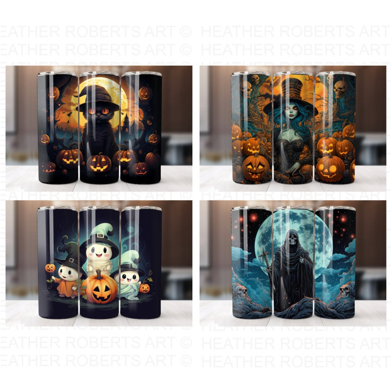 Halloween 20 Oz Tumbler Wrap Bundle, Pumpkin, Tumbler Wraps, Vibrant Wrap, Halloween, Alcohol Ink, Watercolor, Neon, Sublimation Files - 6.jpg