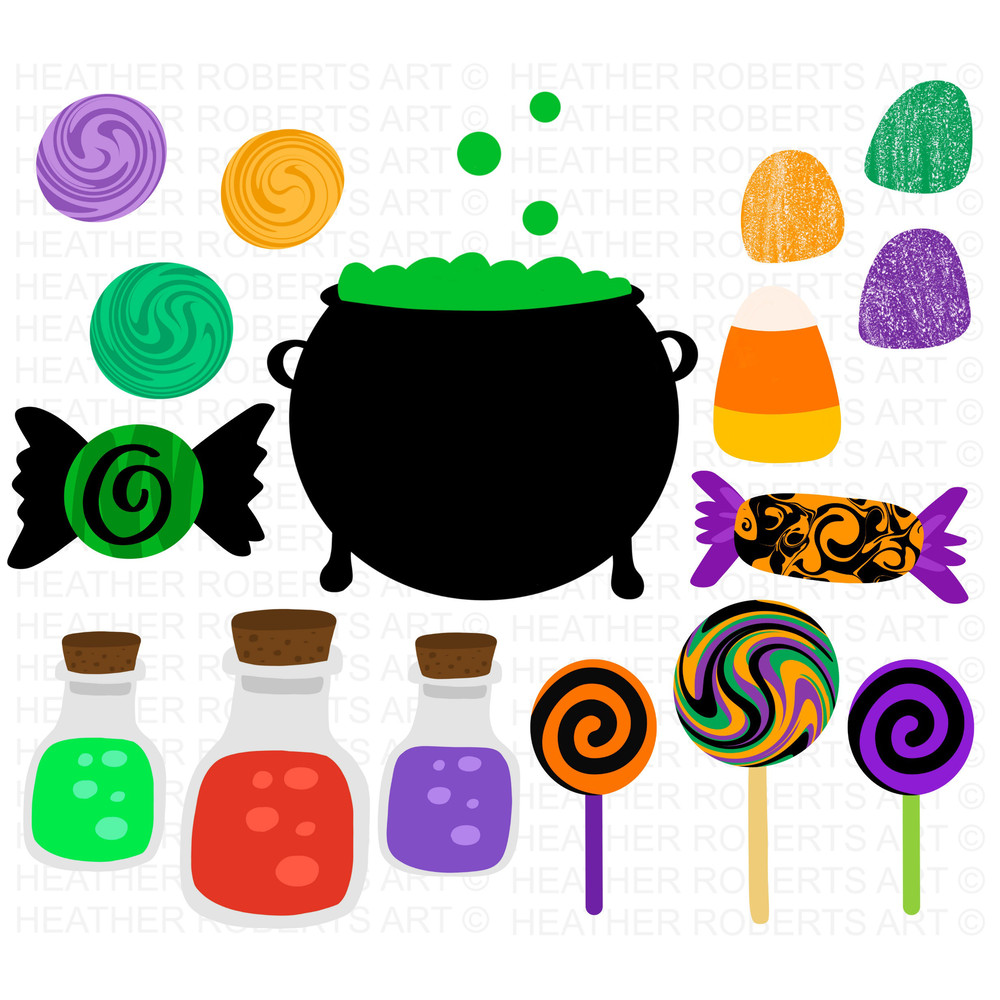 Halloween Clipart Set, Halloween PNG, Cute Halloween Clipart Set, Witch PNG, Vampire PNG, Halloween Decorations, Stickers, Sublimation Files - 3.jpg