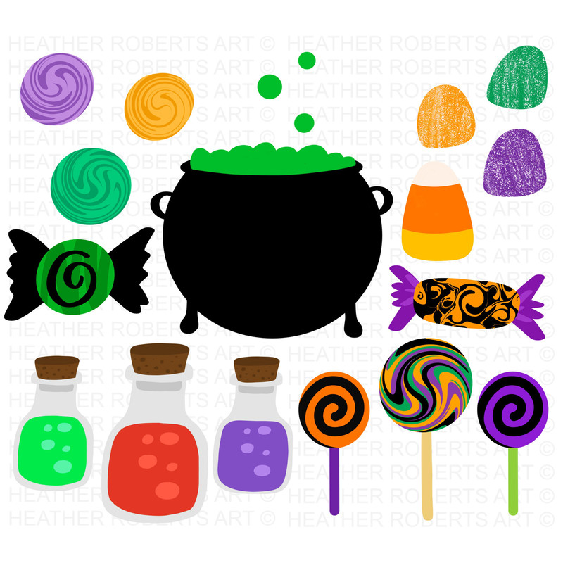 Halloween Clipart Set, Halloween PNG, Cute Halloween Clipart Set, Witch PNG, Vampire PNG, Halloween Decorations, Stickers, Sublimation Files - 3.jpg