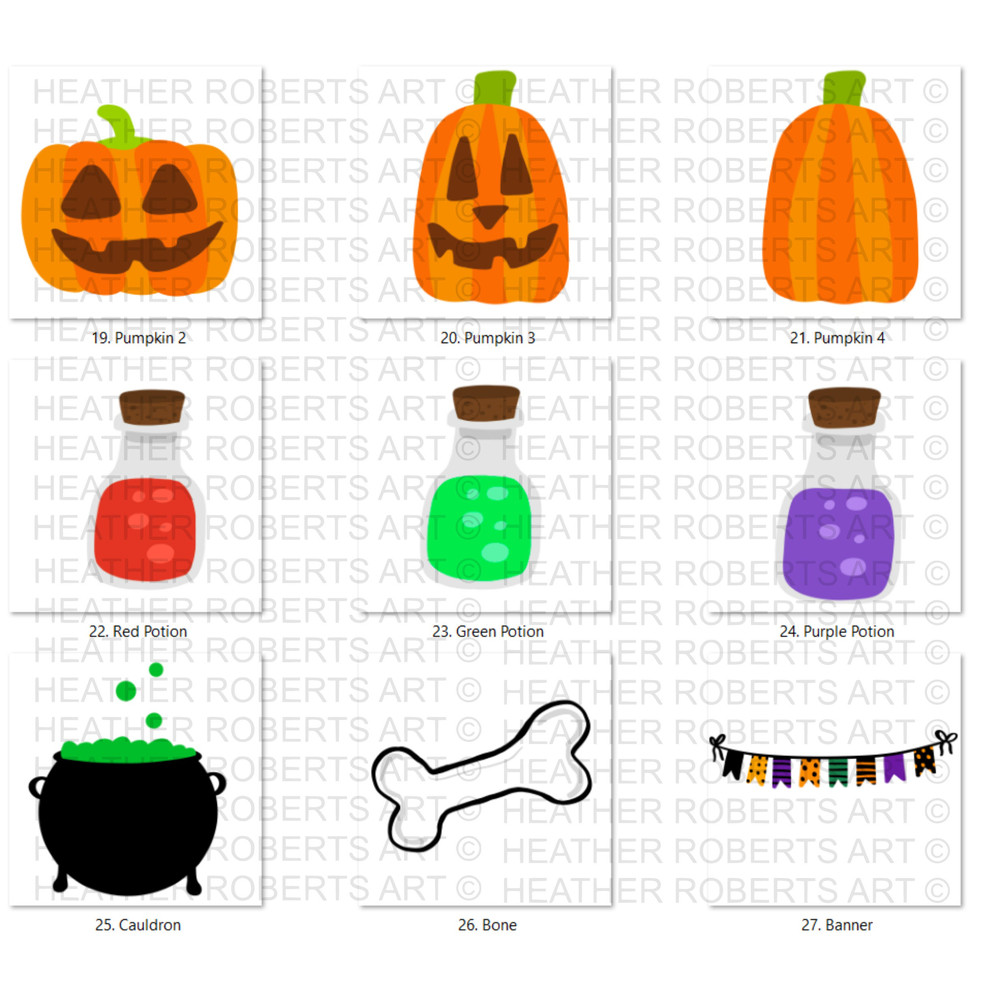 Halloween Clipart Set, Halloween PNG, Cute Halloween Clipart Set, Witch PNG, Vampire PNG, Halloween Decorations, Stickers, Sublimation Files - 6.jpg