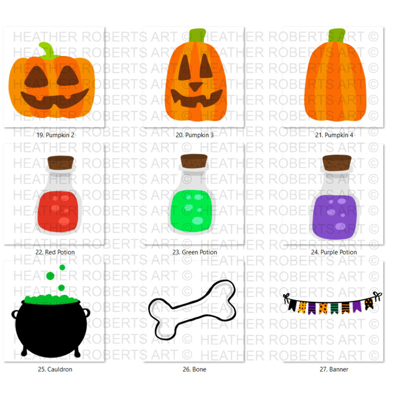 Halloween Clipart Set, Halloween PNG, Cute Halloween Clipart Set, Witch PNG, Vampire PNG, Halloween Decorations, Stickers, Sublimation Files - 6.jpg