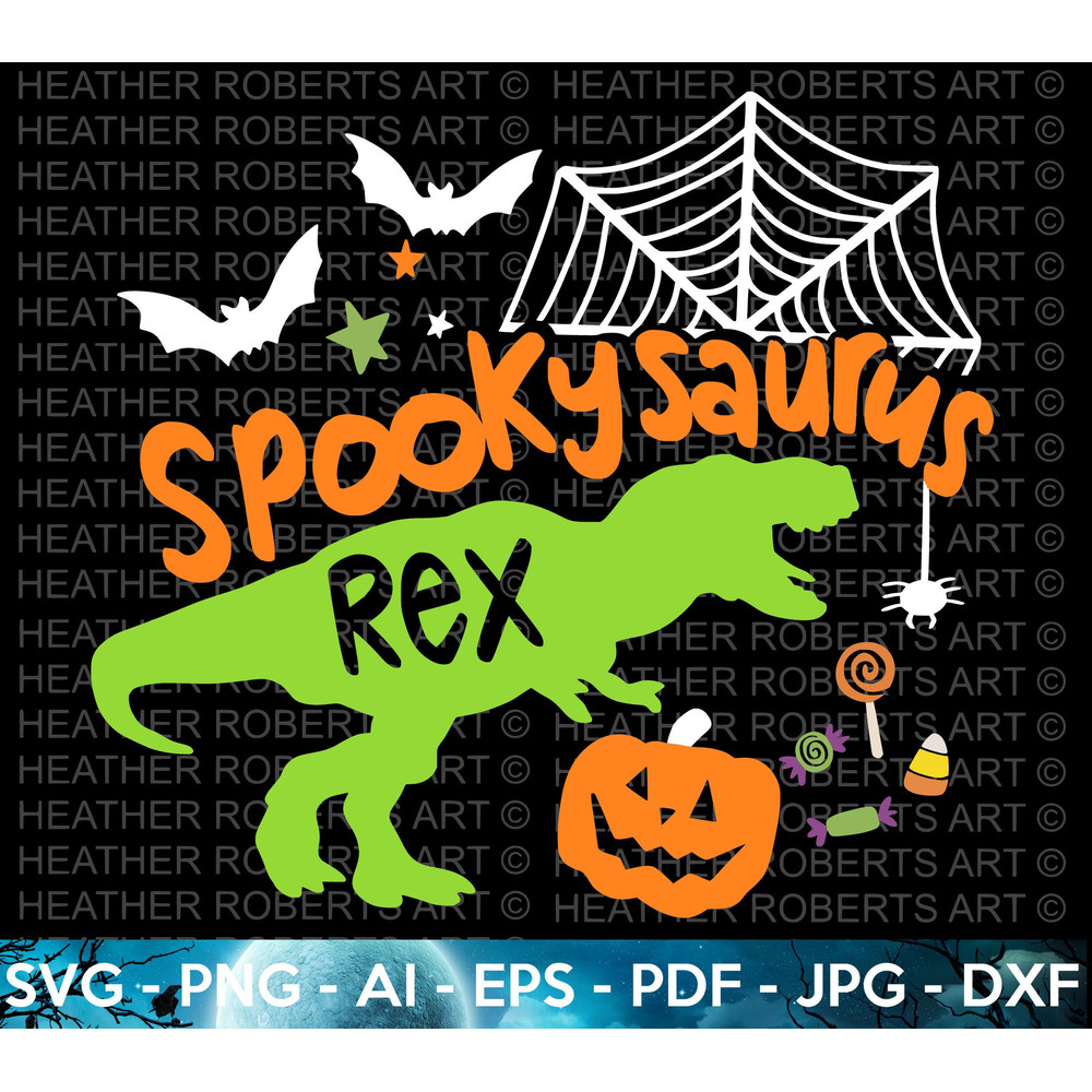 Halloween Dinosaur SVG, Spooky Saurus Rex SVG, T-Rex with Pumpkin, Halloween SVG, Halloween Shirt svg, Halloween Costume Svg,Cricut Cut File - 1.jpg