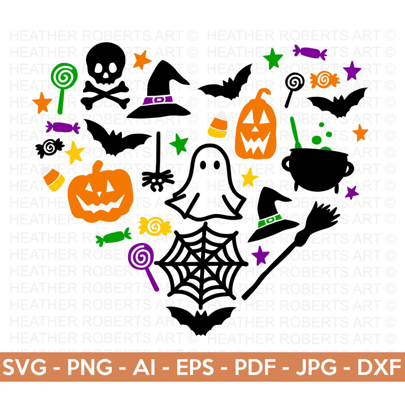 Halloween Heart Colored SVG, Halloween SVG, Halloween Shirt svg, Ghost Svg, Pumpkin Svg, Scary Vibes, Halloween Vibes, Cut Files for Cricut - 1.jpg