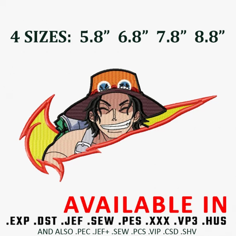 Portgas D Ace Nike Embroidery design