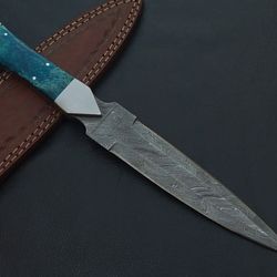 custom hand made damascus steel dagger knife camel bone handle w/sheath