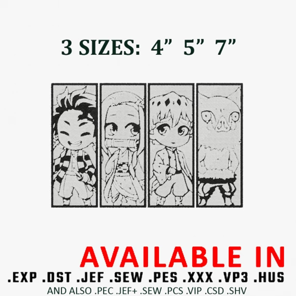 Tanjiro Friend Chibi Embroidery design
