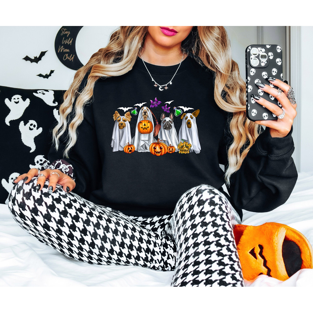 Halloween Dogs Shirt, Cute Ghost Dog Shirt, Trick Or Treat Shirt, Halloween Shirt, Spooky Shirt, Happy Halloween Shirt, Halloween Sweatshirt - 1.jpg