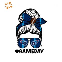 Tennessee Titans Messy Bun Mom Game Day Svg