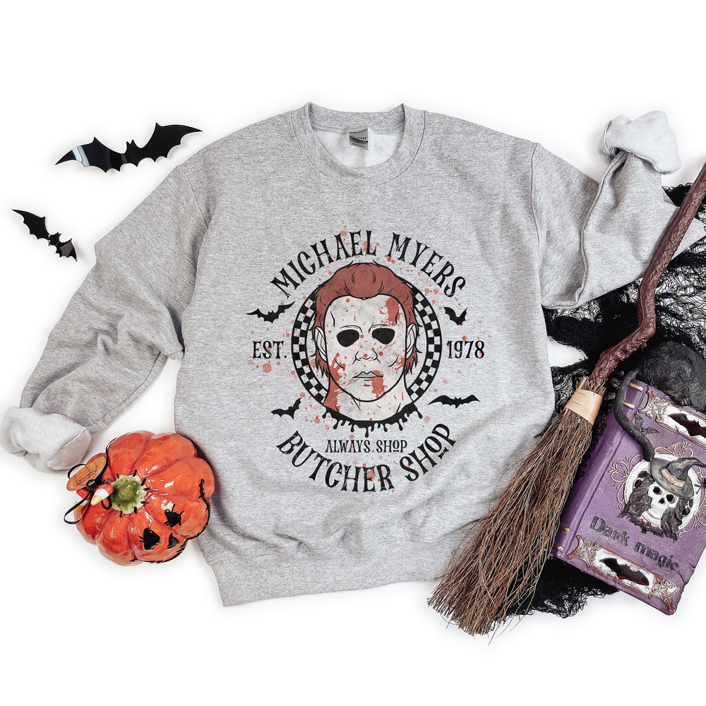 Halloween Sweatshirt, Michael Myers Sweatshirt, Butcher Shirt, Horror Movie Characters Sweatshirt, Sweatshirt, Halloween T-shirt, Halloween - 2.jpg