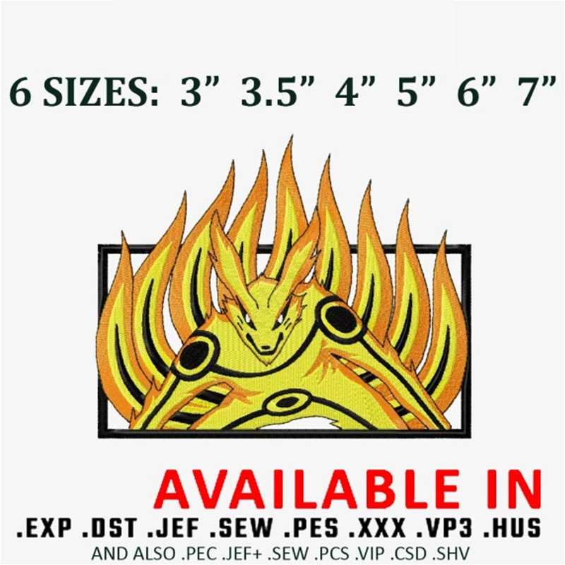 Kurama Naruto Embroidery design