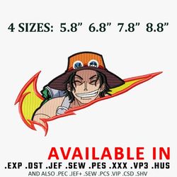 ace x nike logo embroidery design, one piece embroidery, embroidered shirt, anime shirt, nike design, digital download