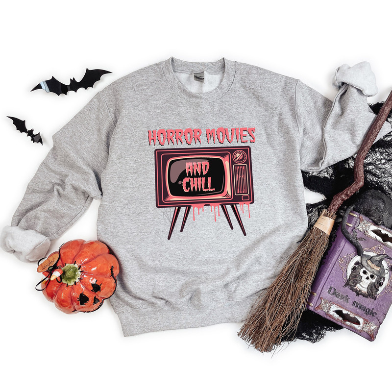Horror Movies And Chill Sweatshirt, Horror Movie Sweatshirt, Halloween Shirt, Spooky Sweatshirt, Happy Halloween,Halloween Sweatshirt - 5.jpg