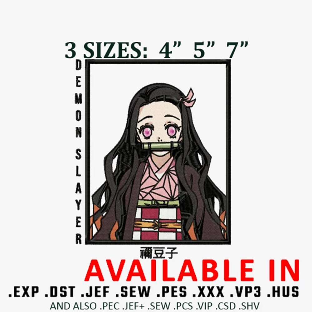 Nezuko anime Embroidery design