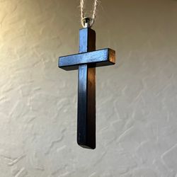Cross made from old ebony keys from an antique piano.