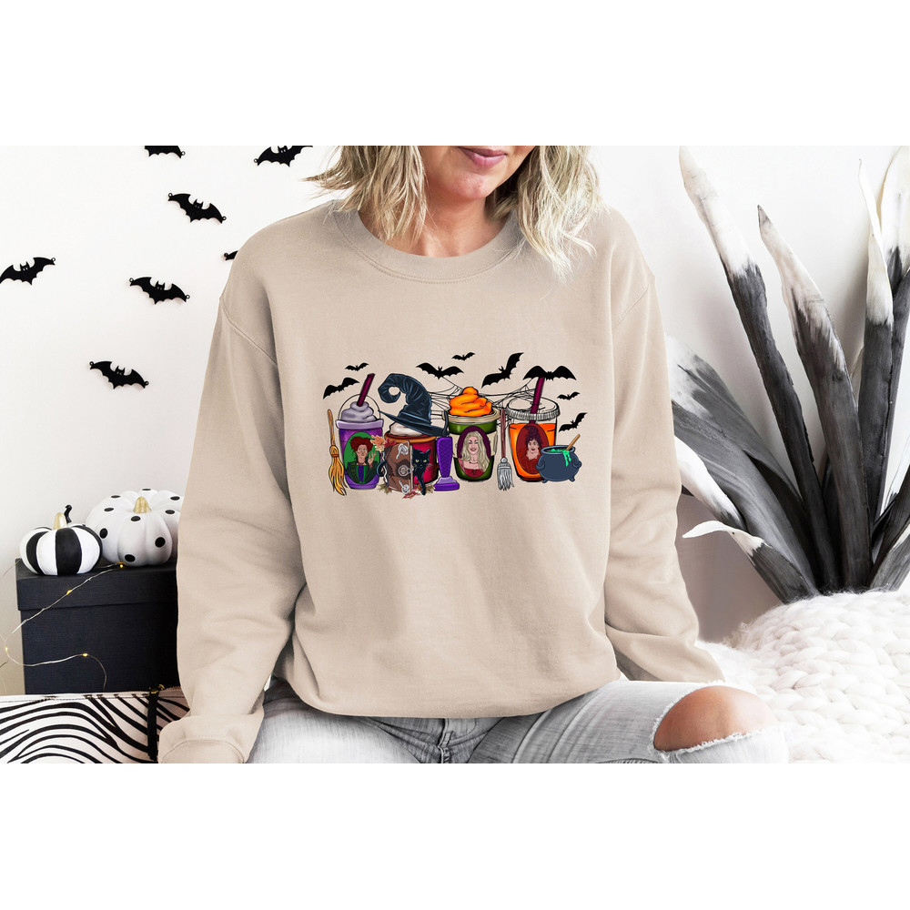 Pumpkin Latte Sweatshirt, Halloween Coffee Cups Shirt, Halloween Witch Shirt, Halloween Shirt, Sanderson Sisters Shirt, Halloween Sweatshirt - 1.jpg