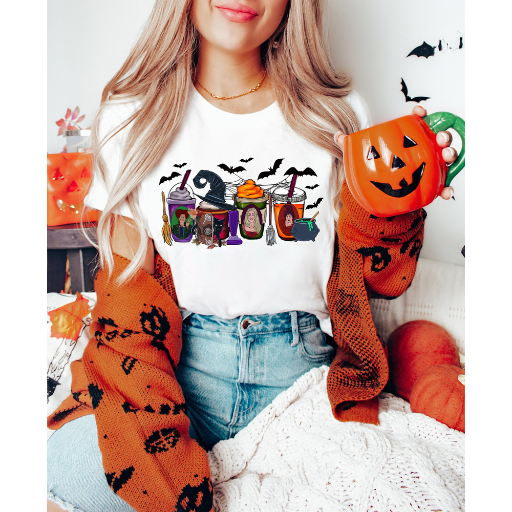 Pumpkin Latte Sweatshirt, Halloween Coffee Cups Shirt, Halloween Witch Shirt, Halloween Shirt, Sanderson Sisters Shirt, Halloween Sweatshirt - 2.jpg