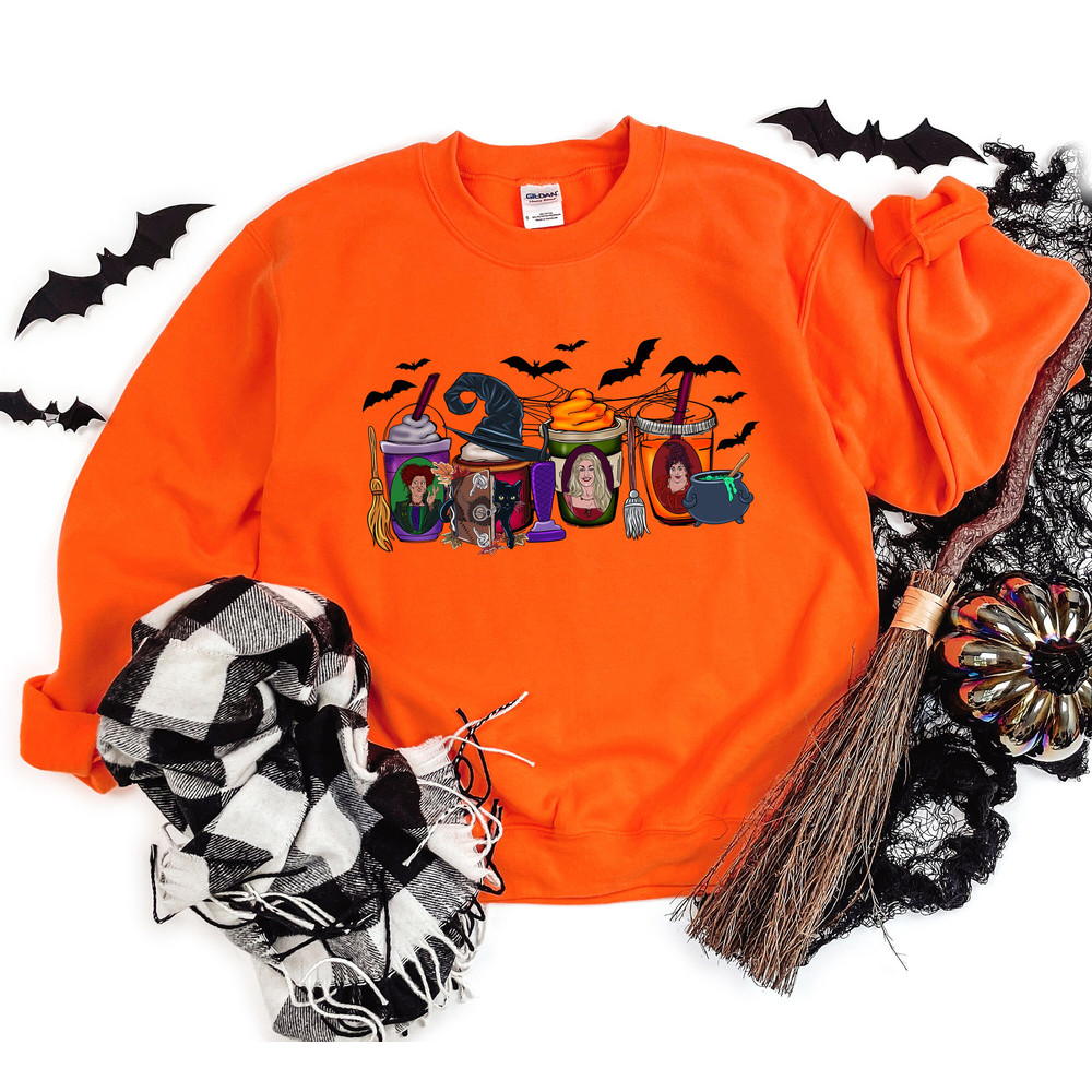 Pumpkin Latte Sweatshirt, Halloween Coffee Cups Shirt, Halloween Witch Shirt, Halloween Shirt, Sanderson Sisters Shirt, Halloween Sweatshirt - 3.jpg
