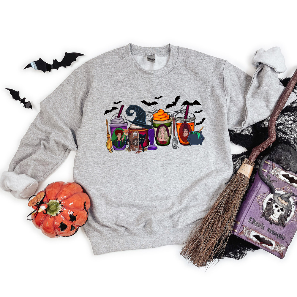 Pumpkin Latte Sweatshirt, Halloween Coffee Cups Shirt, Halloween Witch Shirt, Halloween Shirt, Sanderson Sisters Shirt, Halloween Sweatshirt - 4.jpg