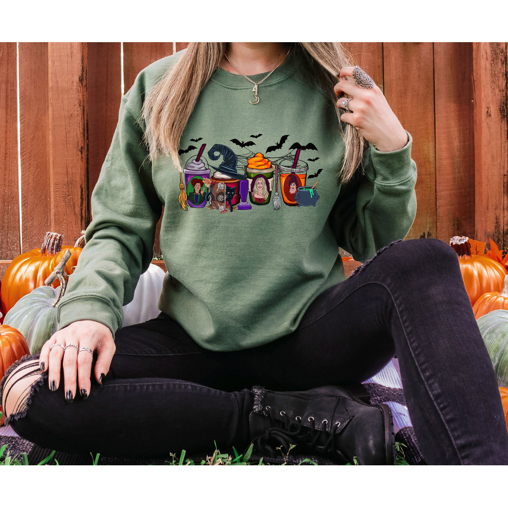 Pumpkin Latte Sweatshirt, Halloween Coffee Cups Shirt, Halloween Witch Shirt, Halloween Shirt, Sanderson Sisters Shirt, Halloween Sweatshirt - 5.jpg