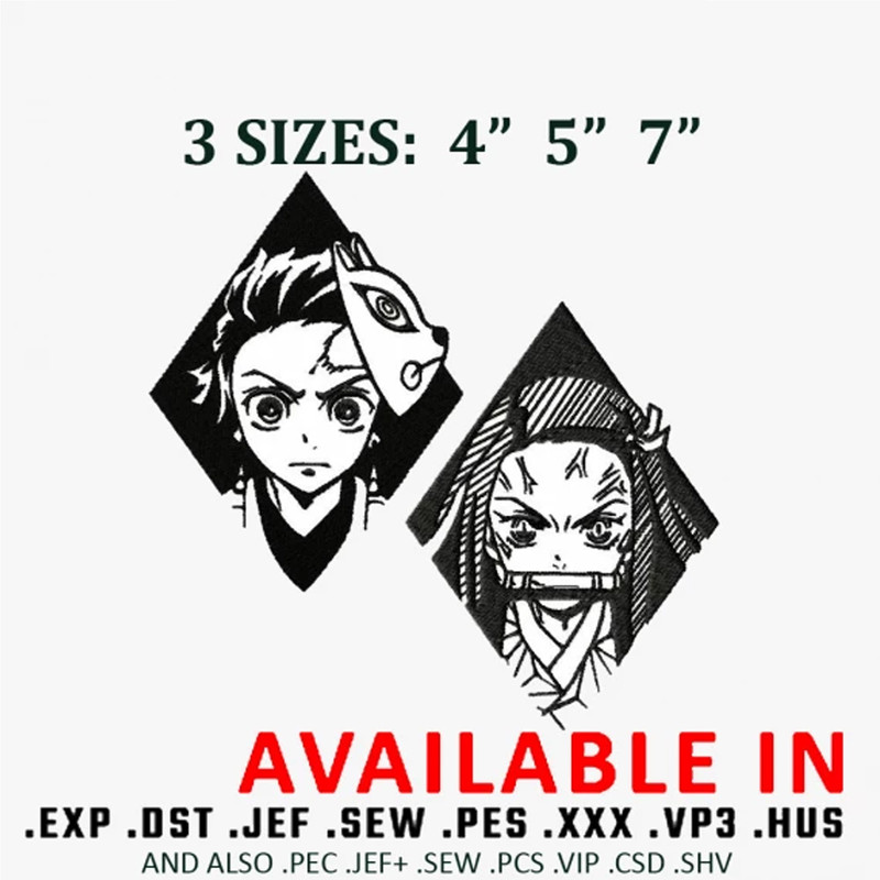 Tanjiro x nezuko Embroidery Design