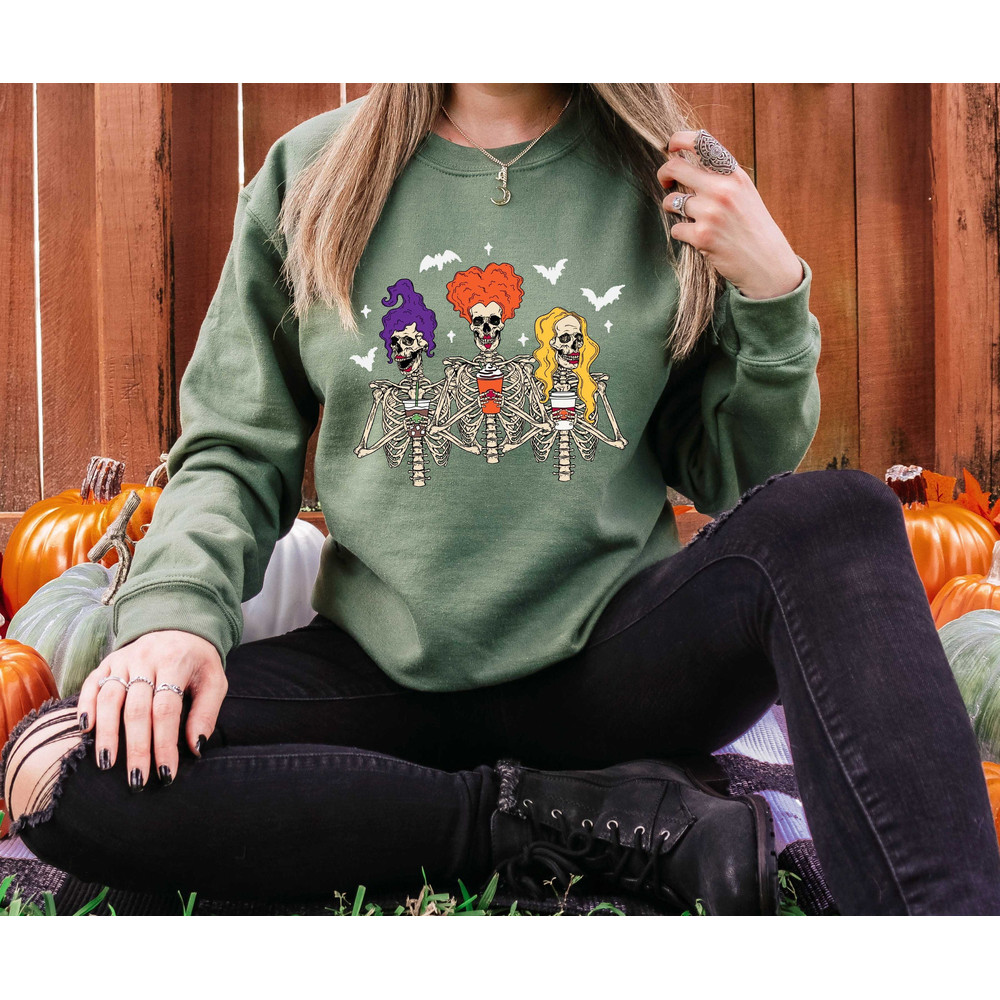 Skeleton Sanderson Sisters Sweatshirt, Sanderson Sisters Squad Sweatshirt, Halloween Skeleton Shirt, Woman Shirt For Halloween - 1.jpg