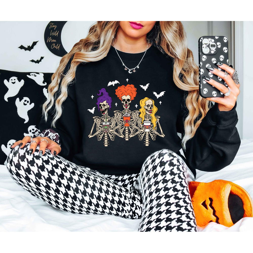 Skeleton Sanderson Sisters Sweatshirt, Sanderson Sisters Squad Sweatshirt, Halloween Skeleton Shirt, Woman Shirt For Halloween - 3.jpg