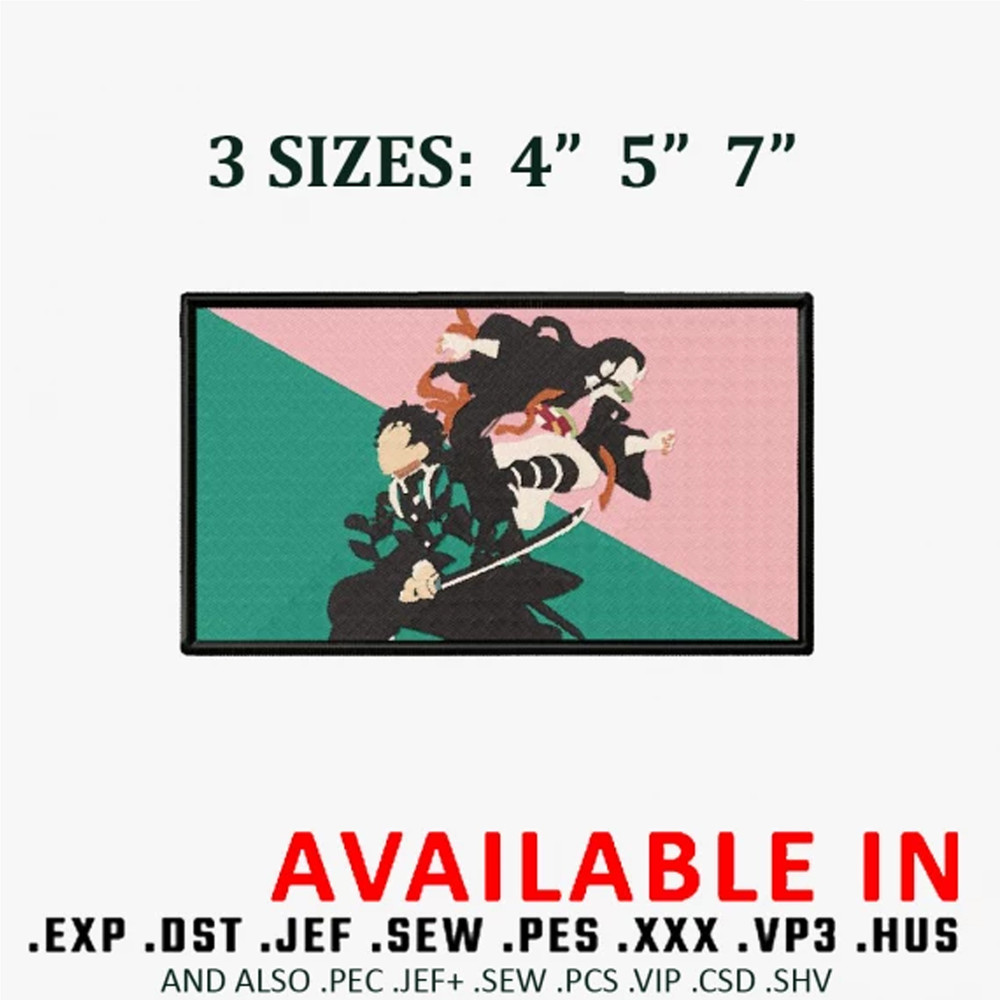 Tanjiro x nezuko Embroidery Design